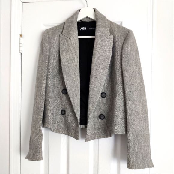 Zara wool blend cropped blazer - Picture 1 of 4